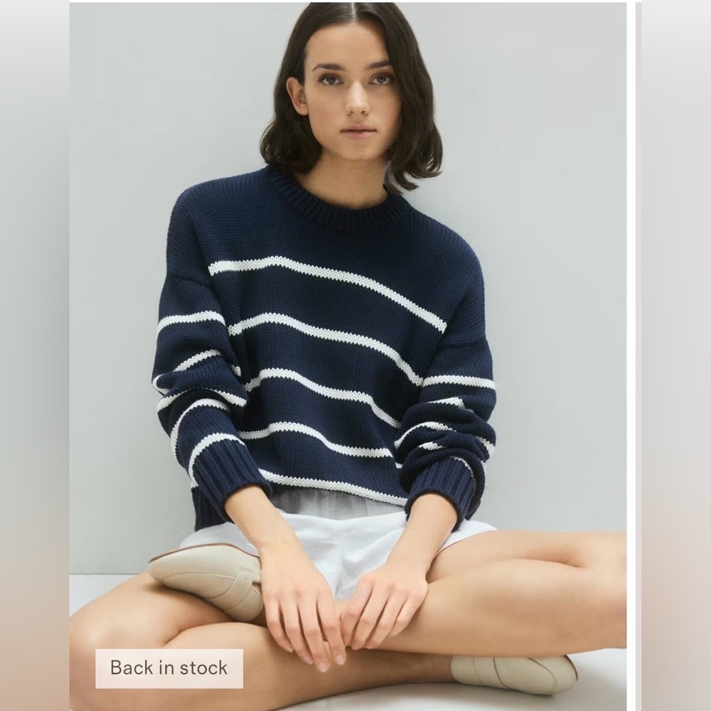Quince 100%Cotton Striped Crew neck Sweater. Size xsmall